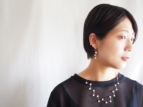 pearl asymmetry pierce/earring [WHITE] 4枚目の画像