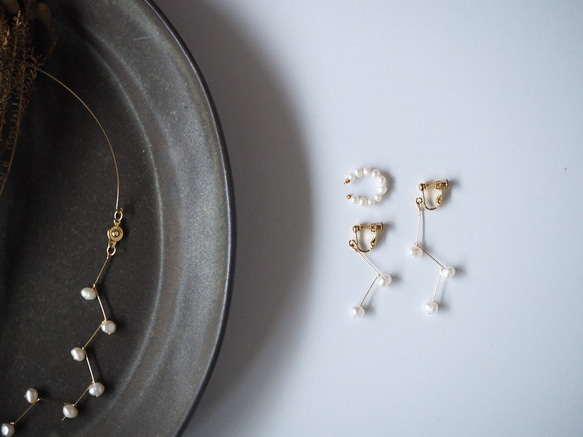 pearl asymmetry pierce/earring [WHITE] 6枚目の画像