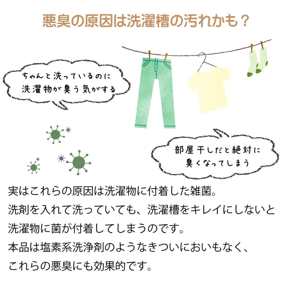 ドラム式洗濯槽クリーナー 4個 日本製 送料無料 洗濯機 洗剤 クリーナー 洗浄 消臭 除菌 カビ取り 匂い取り 洗濯機 3枚目の画像