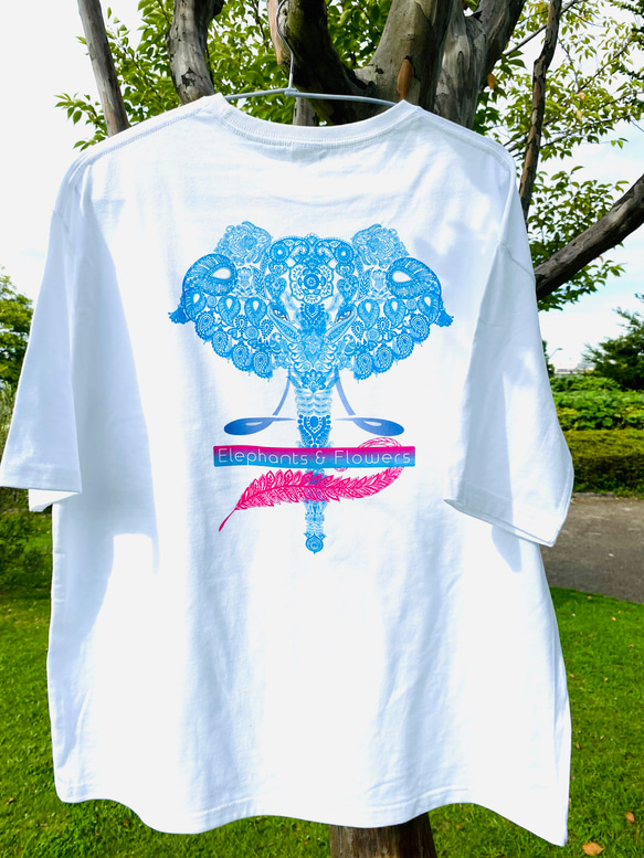【L】5.6オンス:ヘビーウエイトTシャツ　elephants on leaf 7枚目の画像