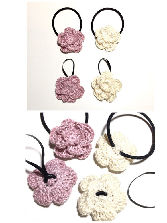 よりどり3個♡手編みお花の髪飾り 2枚目の画像