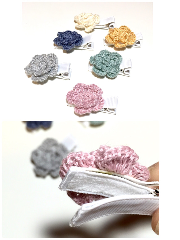よりどり3個♡手編みお花の髪飾り 3枚目の画像