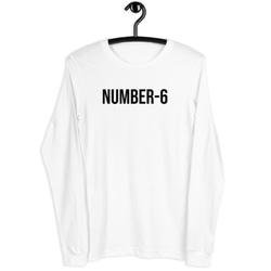 長袖 Tシャツ NUMBER-6  白 綿100％ ユニセックス S,M,L,XLサイズ 3枚目の画像