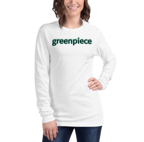 長袖 Tシャツ greenpiece 白 綿100% ユニセックス S,M,L,XL,XXL サイズ 1枚目の画像