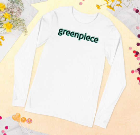 長袖 Tシャツ greenpiece 白 綿100% ユニセックス S,M,L,XL,XXL サイズ 2枚目の画像