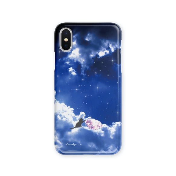 雲の上の宝石と猫　スマホケース/iPhoneケース/Xperia/Galaxy/AQUOS/ARROWS 1枚目の画像