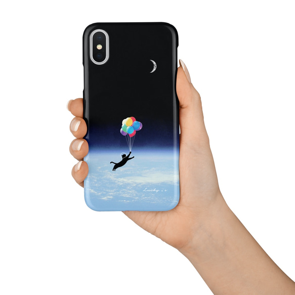 ねこの宇宙遊泳♪　スマホケース/多機種対応/iPhone11/XR/Max/Xperia XZ3/Galaxy S9 3枚目の画像