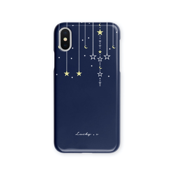 Chain Star★Navy　スマホケース/多機種対応/iPhone13Pro/SE2/AQUOS R2/F-01K 1枚目の画像