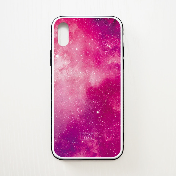 水彩の宇宙★Pink【強化ガラス × TPUケース】iPhoneケース 1枚目の画像