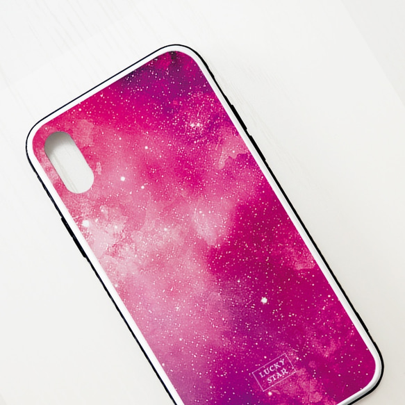 水彩の宇宙★Pink【強化ガラス × TPUケース】iPhoneケース 2枚目の画像