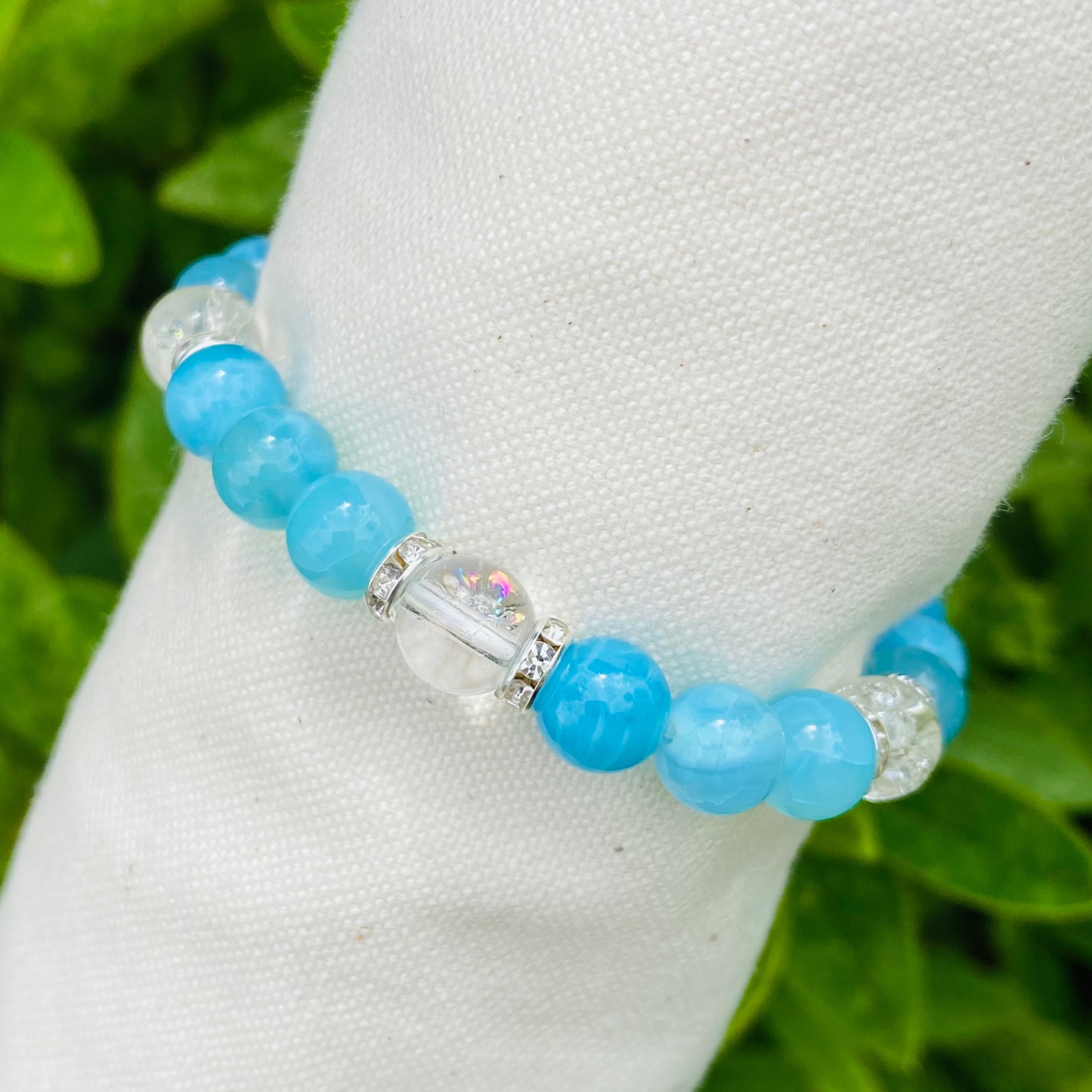 ラリマーとクラッククリスタルのブレスレット