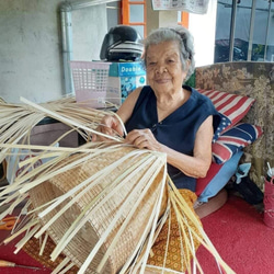 手編み竹かご　竹製のザル　37cm 4枚目の画像