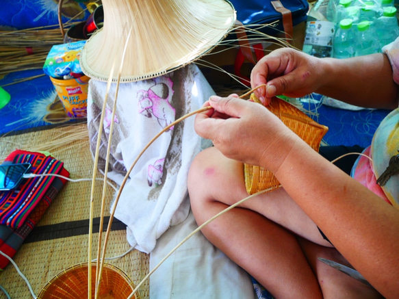 手編み竹かご　竹製のザル　37cm 7枚目の画像