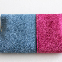 スエードのティッシュケース　/　ブルー　×　ピンク 4枚目の画像