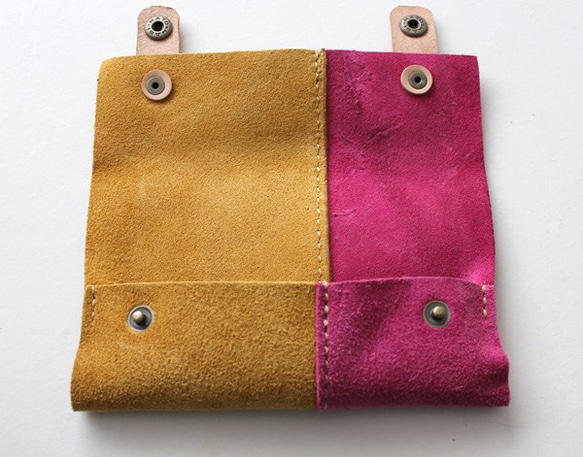 麂皮紙巾盒/黃色×粉紅 第4張的照片