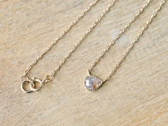 Pink Beige Drop Diamond Necklace 4枚目の画像