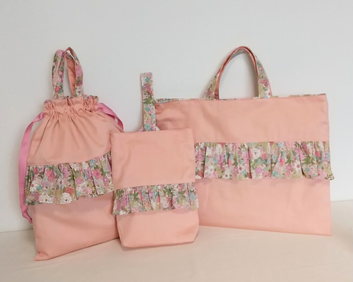 セット割♡入園・入学3点セット＊ピンクの花柄フリル レッスン
