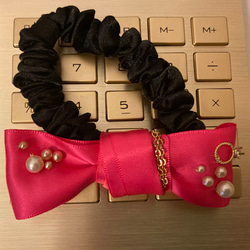 ピンクのリボンのポニーシュシュ 1枚目の画像