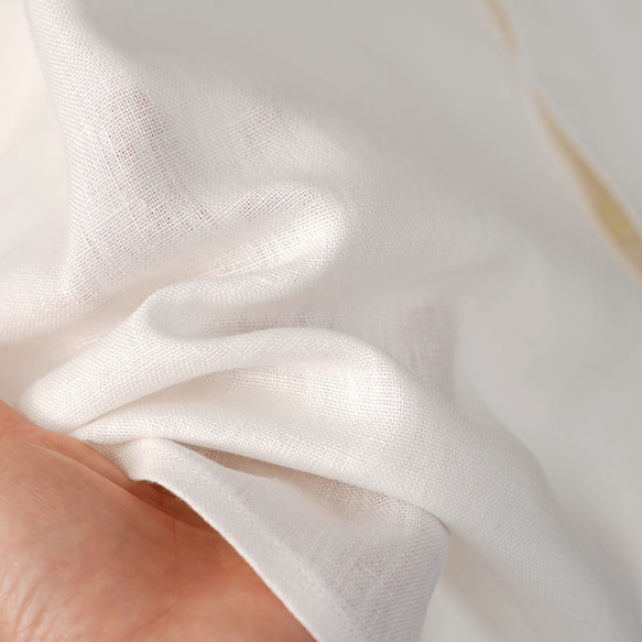 [wafu] 中厚日育亞麻襯衫，長袖，櫻桃領亞麻襯衫，落肩/白色 t018c-wt2 第5張的照片