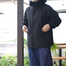 [Wafu 高級亞麻] Mountain Parka Parka Outerwear / Lamp Black h053c-lb 第1張的照片