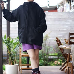 [Wafu 高級亞麻] Mountain Parka Parka Outerwear / Lamp Black h053c-lb 第8張的照片