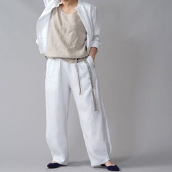 【wafu premium linen】比翼仕立て スタンドカラーシャツ 長袖シャツ/ホワイト t030a-wht3 3枚目の画像
