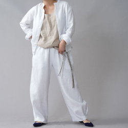 【wafu premium linen】比翼仕立て スタンドカラーシャツ 長袖シャツ/ホワイト t030a-wht3 8枚目の画像