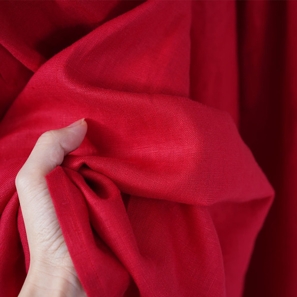 【Wafu】中厚款亞麻飄逸喇叭裙 束腰喇叭裙 亞麻裙/紅 s003a-red2 第9張的照片