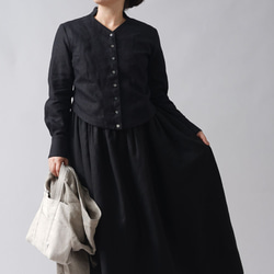 [wafu] 亞麻洋裝 無袖洋裝 / 黑色 a018a-bck1 第6張的照片