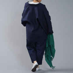【wafu】中厚リネン羽織 男女兼用 和装 和服 リネン着物 kimono/鉄紺（てつこん） h037h-ttk2 3枚目の画像
