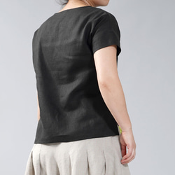 【wafu】中厚 リネン Tシャツ 半袖 トップス リネンブラウス/ブラック t014a-bck2 4枚目の画像