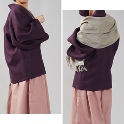 【wafu】中厚リネン羽織 男女兼用 和装 和服 リネン着物/紫根(しこん) h037h-skn2 2枚目の画像