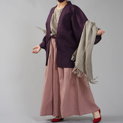 【wafu】中厚リネン羽織 男女兼用 和装 和服 リネン着物/紫根(しこん) h037h-skn2 6枚目の画像