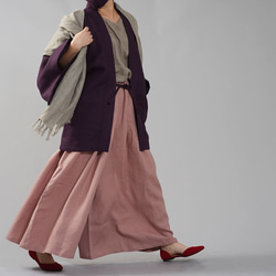 【wafu】中厚リネン羽織 男女兼用 和装 和服 リネン着物/紫根(しこん) h037h-skn2 7枚目の画像