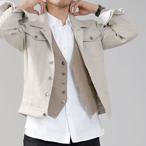 【wafu】100%リネンデニム　ベスト リネンで楽しむ