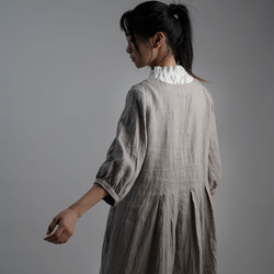 [Wafu]亞麻連衣裙V領連衣裙/灰珍珠a062a-asp2 第2張的照片