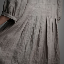 [Wafu]亞麻連衣裙V領連衣裙/灰珍珠a062a-asp2 第8張的照片