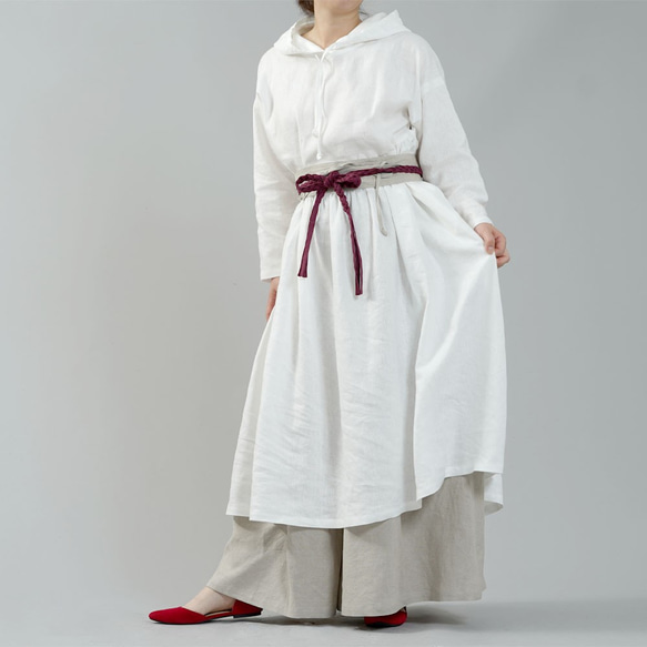 【wafu】中厚リネンパーカーワンピース フードの魔術師 パーカードレス /ホワイト a018c-wht2 3枚目の画像