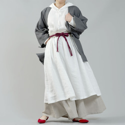 【wafu】中厚リネンパーカーワンピース フードの魔術師 パーカードレス /ホワイト a018c-wht2 8枚目の画像