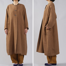 【Wafu】亞麻羊毛大衣3粒扣無色大衣繭內襯亞麻/Kannel h026b-cne3 第4張的照片