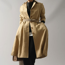 [wafu Premium] [定做] Linen Coat Pleated Coat/Champagne h010b-cpn3 第1張的照片