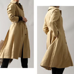 [wafu Premium] [定做] Linen Coat Pleated Coat/Champagne h010b-cpn3 第2張的照片