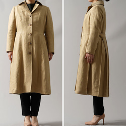 [wafu Premium] [定做] Linen Coat Pleated Coat/Champagne h010b-cpn3 第4張的照片