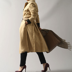 [wafu Premium] [定做] Linen Coat Pleated Coat/Champagne h010b-cpn3 第6張的照片