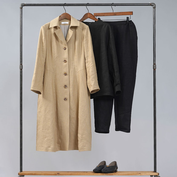 [wafu Premium] [定做] Linen Coat Pleated Coat/Champagne h010b-cpn3 第8張的照片