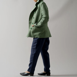 【Wafu Premium】Linen Linen P Coat Jacket Short Coat/翡翠h017a-jad3 第7張的照片