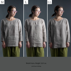 【M】【wafu】Linen Top 黄金比率のネック角度 毎日のインナーにも/はしばみいろ p008a-hbm1-m 12枚目の画像