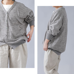 [Wafu]定做長袖！厚亞麻羊毛針織的多爾曼羊毛衫/麻灰色H030A-SLW3 第2張的照片