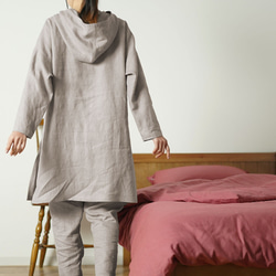 中厚亞麻連帽上衣和下衣套裝 Roomwear 睡衣/Ash Pearl r014a-asp2 第8張的照片