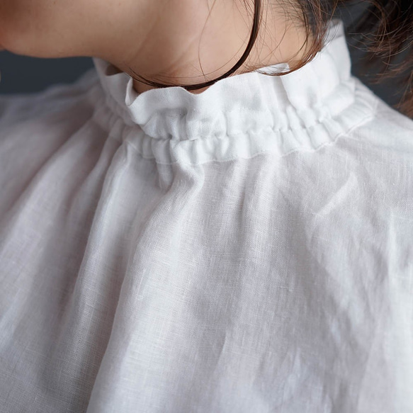 【LL】【wafu】雅亜麻 Linen Top タートル ネック インナー 袖スリット/白色 p014a-wht1-ll 7枚目の画像